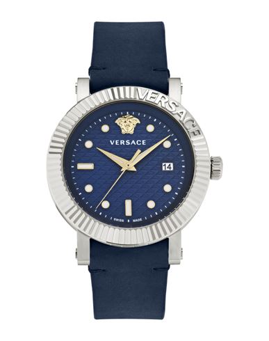 Versace V-classic Leather Watch Man Wrist Watch Silver Size - Calfskin