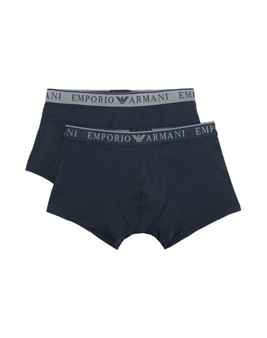 Emporio Armani Men's Knit 2-pack Tr Man Boxer Navy Blue Size L Cotton, Elastane