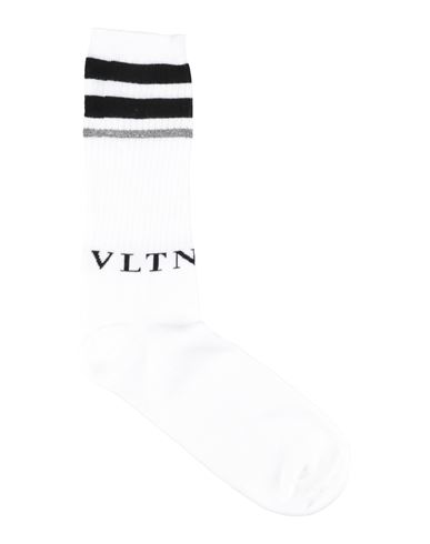 Valentino Garavani Woman Socks & Hosiery White Size L/xl Cotton, Polyamide, Elastane, Metallic Fiber