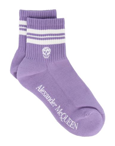 Alexander Mcqueen Signature Logo Socks Woman Socks & Hosiery Purple Size M Cotton, Polyamide, Elasta
