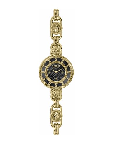 Versus Women's Les Docks Petite 2 Hand Quartz Gold-tone Stainless Steel Watch, 30mm In Black/gold
