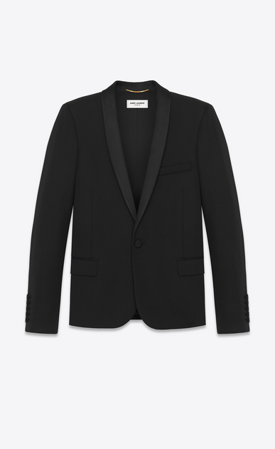 SAINT LAURENT Giacca Smoking D giacca monopetto iconic le smoking nera in lana vergine a texture grain de poudre a_V4