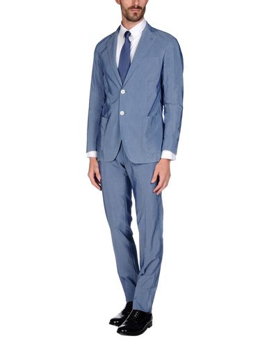 Man Suit Azure Size 40 Cotton, Silk
