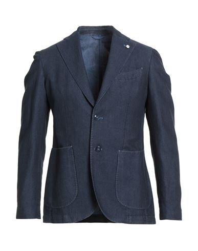 L. b.m. 1911 Man Blazer Dark green Size 34 Linen, Cotton