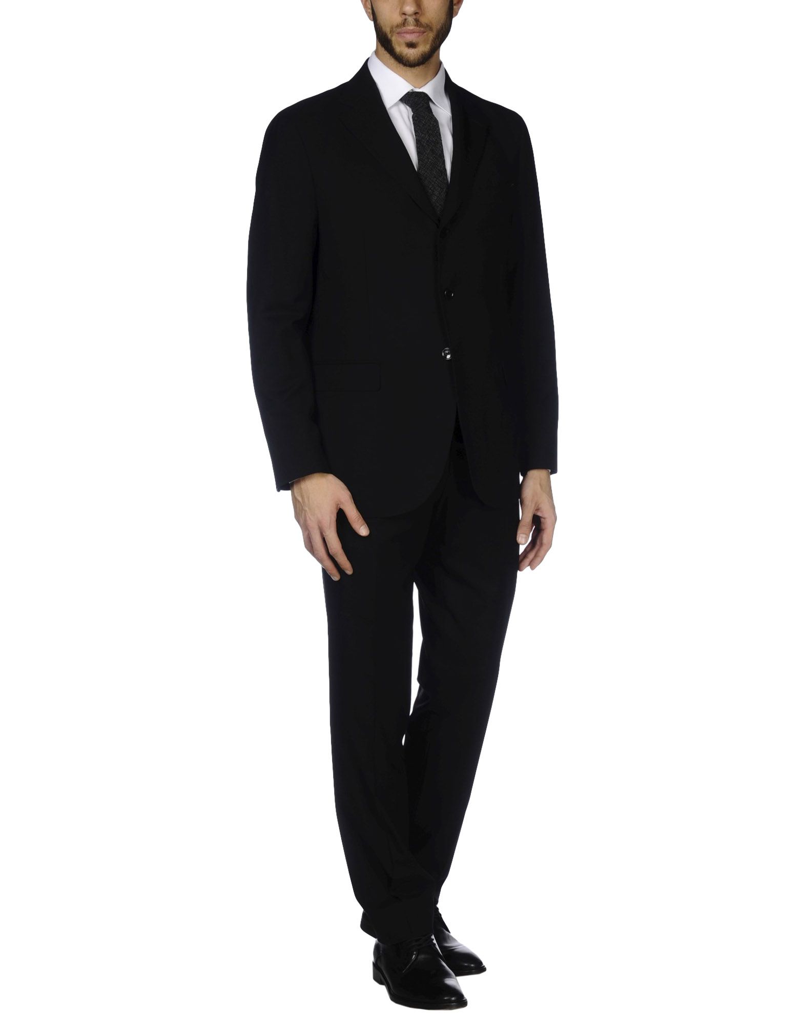 《送料無料》LUIGI BORRELLI NAPOLI メンズ スーツ ブラック 48 バージンウール 100%