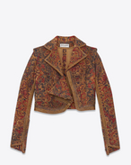 SAINT LAURENT Blazer Jacket D marrakech cropped fitted jacket in saffron red woven f