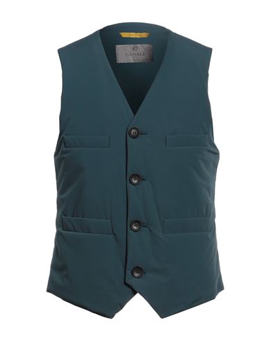 Canali Man Tailored Vest Dark Green Size 38 Polyamide, Elastane, Wool
