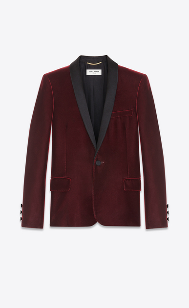 SAINT LAURENT Giacca Smoking D Giacca Iconic LE SMOKING monopetto burgundy in velluto a_V4