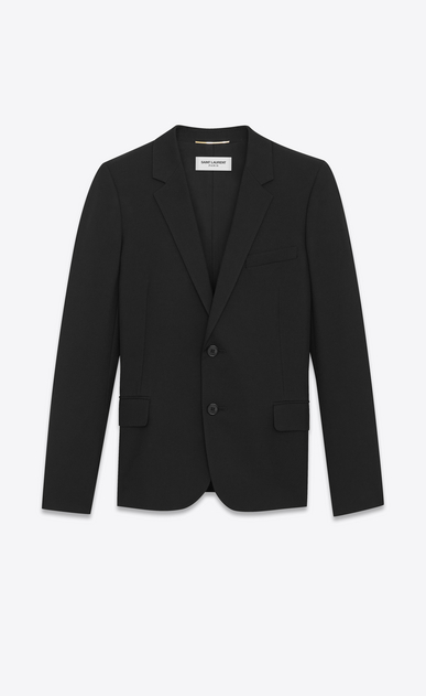 SAINT LAURENT Blazer D Giacca monopetto nera in gabardine a_V4