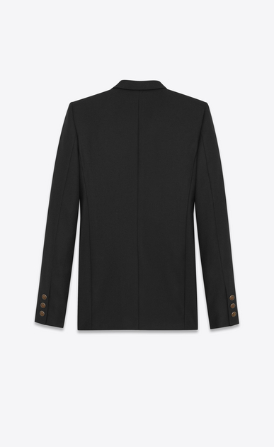 SAINT LAURENT Blazer D Giacca monopetto lunga nera in gabardine b_V4