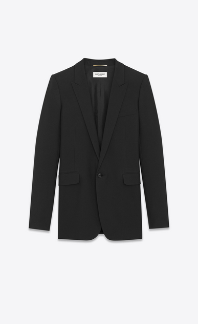 SAINT LAURENT Blazer D Giacca monopetto Tube nera in gabardine a_V4