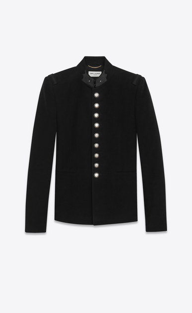 SAINT LAURENT Blazer D Giacca Officier nera in scamosciato spazzolato a_V4