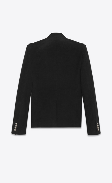 SAINT LAURENT Blazer D Giacca Officier nera in scamosciato spazzolato b_V4
