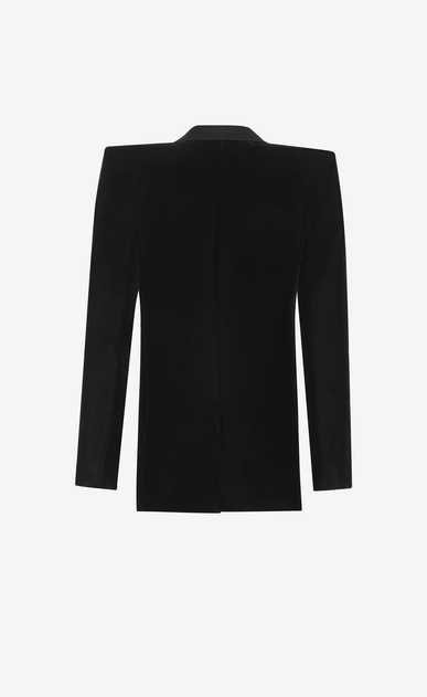 SAINT LAURENT Giacca Smoking D Giacca Tuxedo con spalle quadrate nera in velluto b_V4