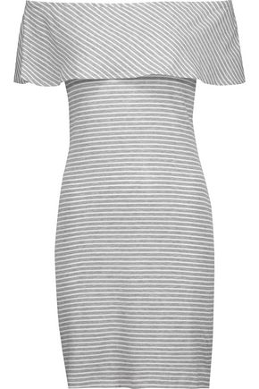 KAIN LABEL Carys off-the-shoulder ribbed striped stretch-knit mini dress