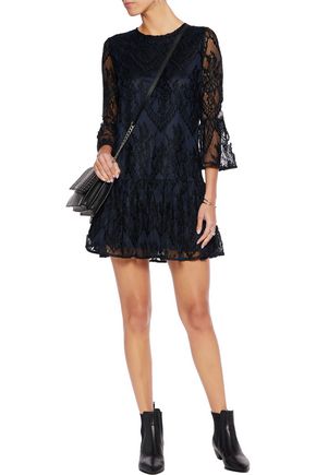 Jo de la rosa black silk dress with lace trim Jo de la rosa black silk dress with lace trim