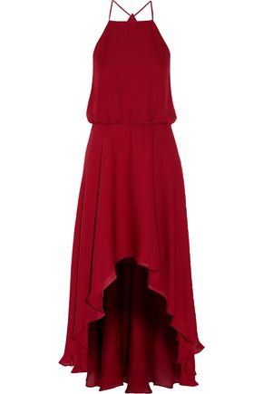 HAUTE HIPPIE Asymmetric ruffled silk crepe de chine dress