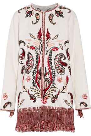 RACHEL ZOE Kayla tasseled embroidered cotton-blend matelassé jacket