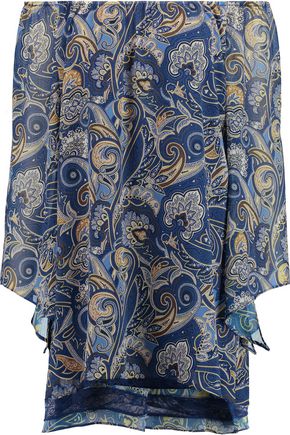 ALICE + OLIVIA Cari off-the-shoulder printed crepe mini dress