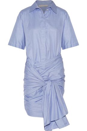 STELLA McCARTNEY Martine tie-front houndstooth cotton-poplin midi dress