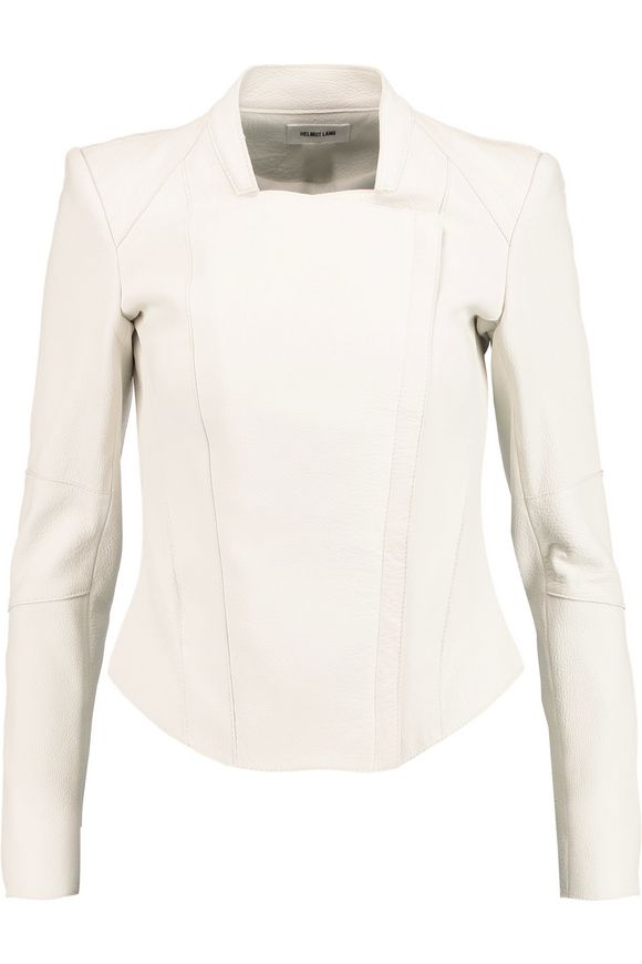 Asymmetric Textured Leather Biker Jacket Helmut Lang