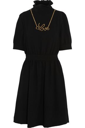 LOVE MOSCHINO Gathered ruffled crepe de chine mini dress