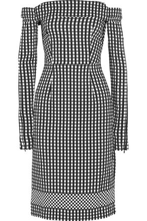 PREEN by THORNTON BREGAZZI Olivia off-the-shoulder gingham crepe dress