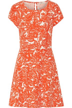 JOIE Eley cutout printed silk and linen-blend dress