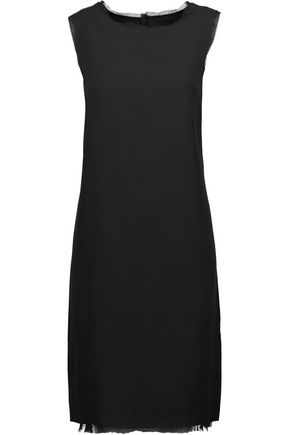 MAISON MARGIELA Frayed silk chiffon-trimmed crepe mini dress