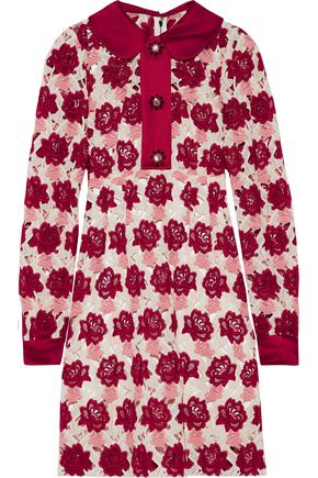 DOLCE & GABBANA Embellished cotton and silk-blend guipure lace mini dress