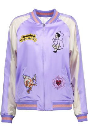 OPENING CEREMONY Fairytale reversible appliquéd silk-satin bomber jacket