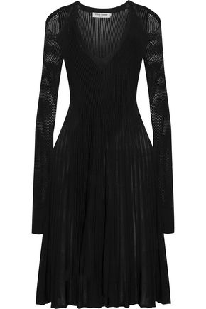 OPENING CEREMONY Cold-shoulder mesh-paneled ribbed-knit dress