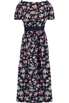 MOTHER OF PEARL WOMAN ZOE CUTOUT FLORAL-PRINT SILK MIDI DRESS ...