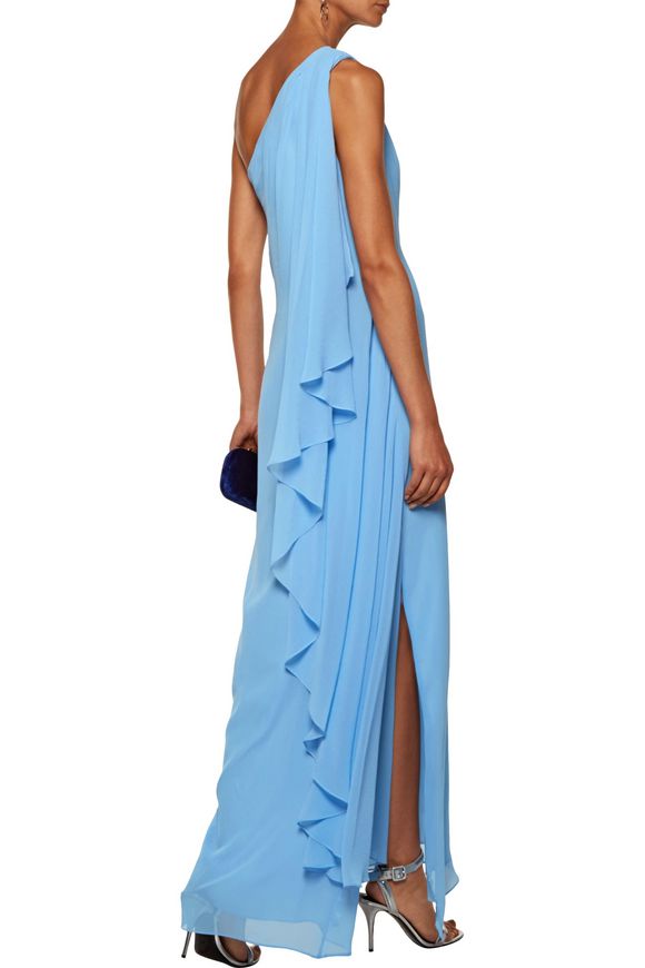 badgley mischka ruby one shoulder gown
