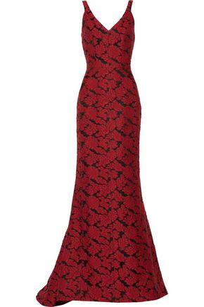 J Mendel WOMAN EMBROIDERED GAUZE GOWN CRIMSON