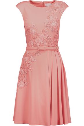 MIKAEL AGHAL Embellished embroidered stretch-ponte dress