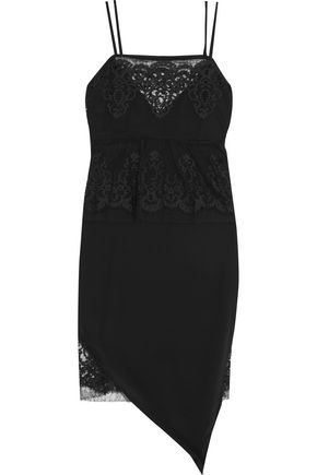 MICHELLE MASON Layered silk-georgette and cotton-blend lace dress