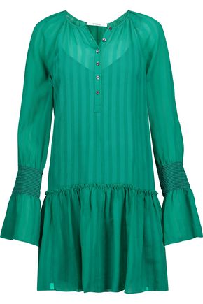 10 CROSBY DEREK LAM Smocked crinkled silk-chiffon mini dress