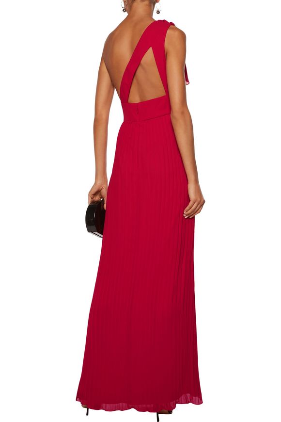 One-shoulder ruffled plissÃ©-chiffon gown | MIKAEL AGHAL | Sale up to 70% off | THE OUTNET