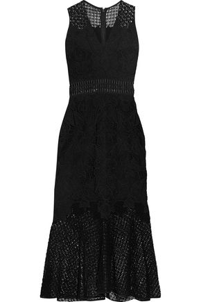 JONATHAN SIMKHAI Crochet knit-paneled corded lace midi dress