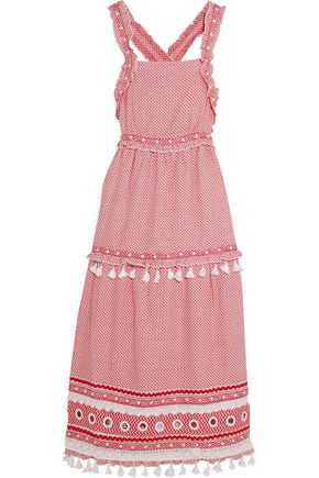 DODO BAR OR Embellished lace-trimmed cotton-jacquard midi dress