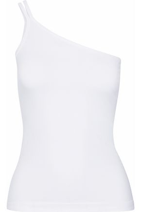 HELMUT LANG HELMUT LANG WOMAN ONE-SHOULDER STRETCH-JERSEY TOP WHITE,3074457345617298560