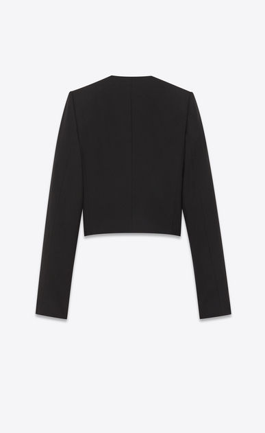 SAINT LAURENT Blazer D Giacca ricamata spencer in gabardine nera b_V4