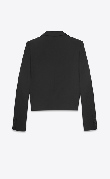SAINT LAURENT Blazer D Giacca spencer con collo a scialle in gabardine nera b_V4