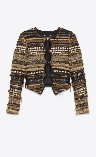 SAINT LAURENT Blazer D Giacca hunter ricamata in sablé nera a_V4