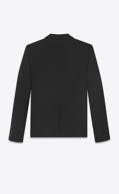SAINT LAURENT Blazer D Giacca corta in gabardine nera con collo ricamato b_V4