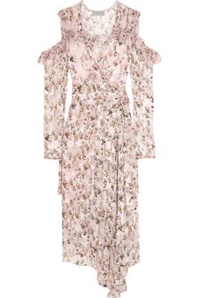 PREEN by THORNTON BREGAZZI Hope ruched striped washed-silk midi dress