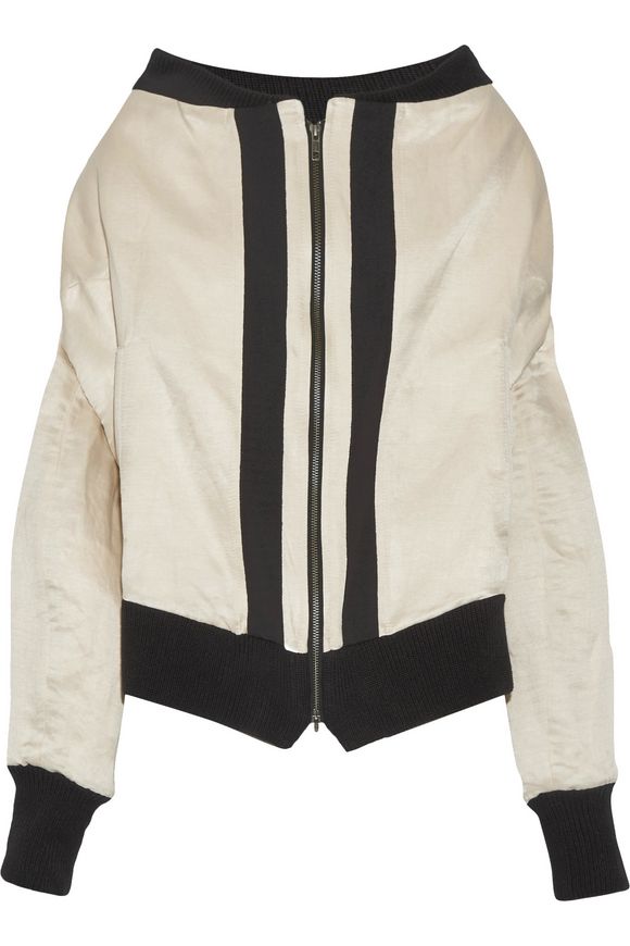 Grosgrain-trimmed linen and silk-blend bomber jacket | ANN ...