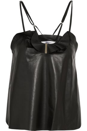 CARVEN Ruffled leather camisole,US 1998551929448812
