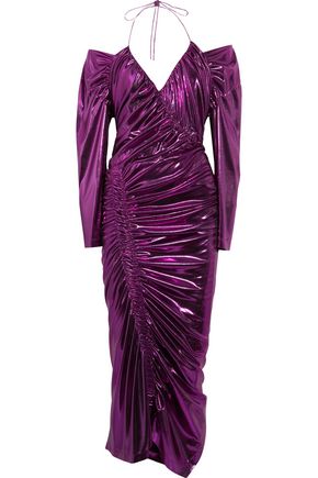 PREEN by THORNTON BREGAZZI Lazarus ruched lamé midi dress